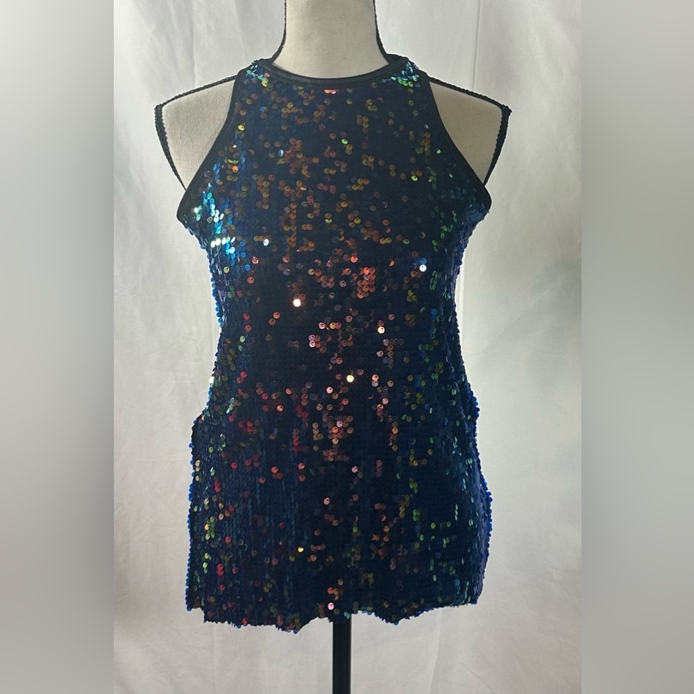 Balera Navy Sequin Tank Top - Picture 2 of 10